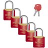 Cadeado Pequeno 20mm Haste Curta Latão Maciço Vermelho com Chave | Papaiz | Kit 05 Un - 1