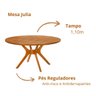 Mesa de Jantar Redonda Julia Madeira de Eucalipto Maciça 4 Lugares 110cm - 6