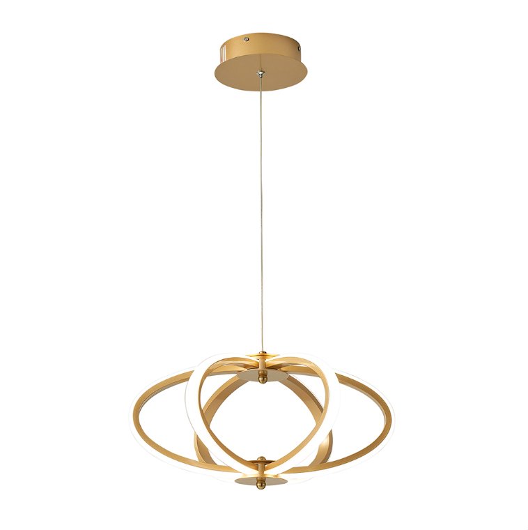 Pendente Moderno Dourado 36cm Led 35w 3 em 1 Bivolt Paris Luz