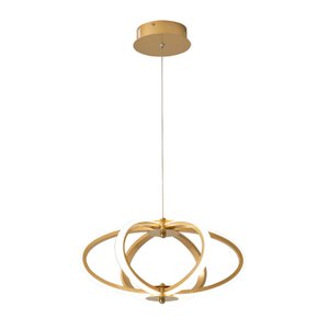 Pendente Moderno Dourado 36cm Led 35w 3 em 1 Bivolt Paris Luz