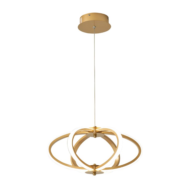 Pendente Moderno Dourado 36cm Led 35w 3 em 1 Bivolt Paris Luz