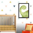 Ver imagem 2 de Quadro Decorativo Infantil Dinossauro Verde 33x24cm - com vidro:Madeira branca