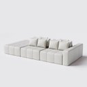 Ver imagem 1 de Sofá Modulado Ilha Santorini 2,60m X 1,80m em Couro Off White - Home Mobily