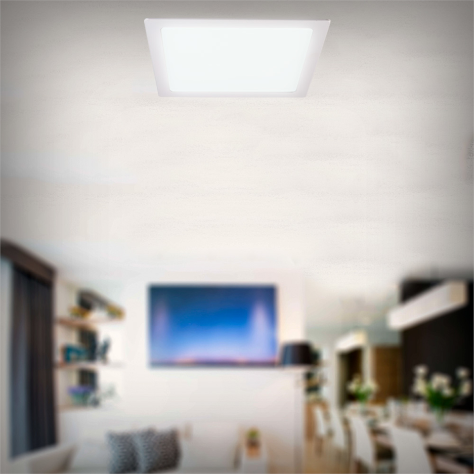 Painel Plafon de Embutir Slim LED Quadrado 24W 4000K Branco Neutro:Branco/110/220V - 4