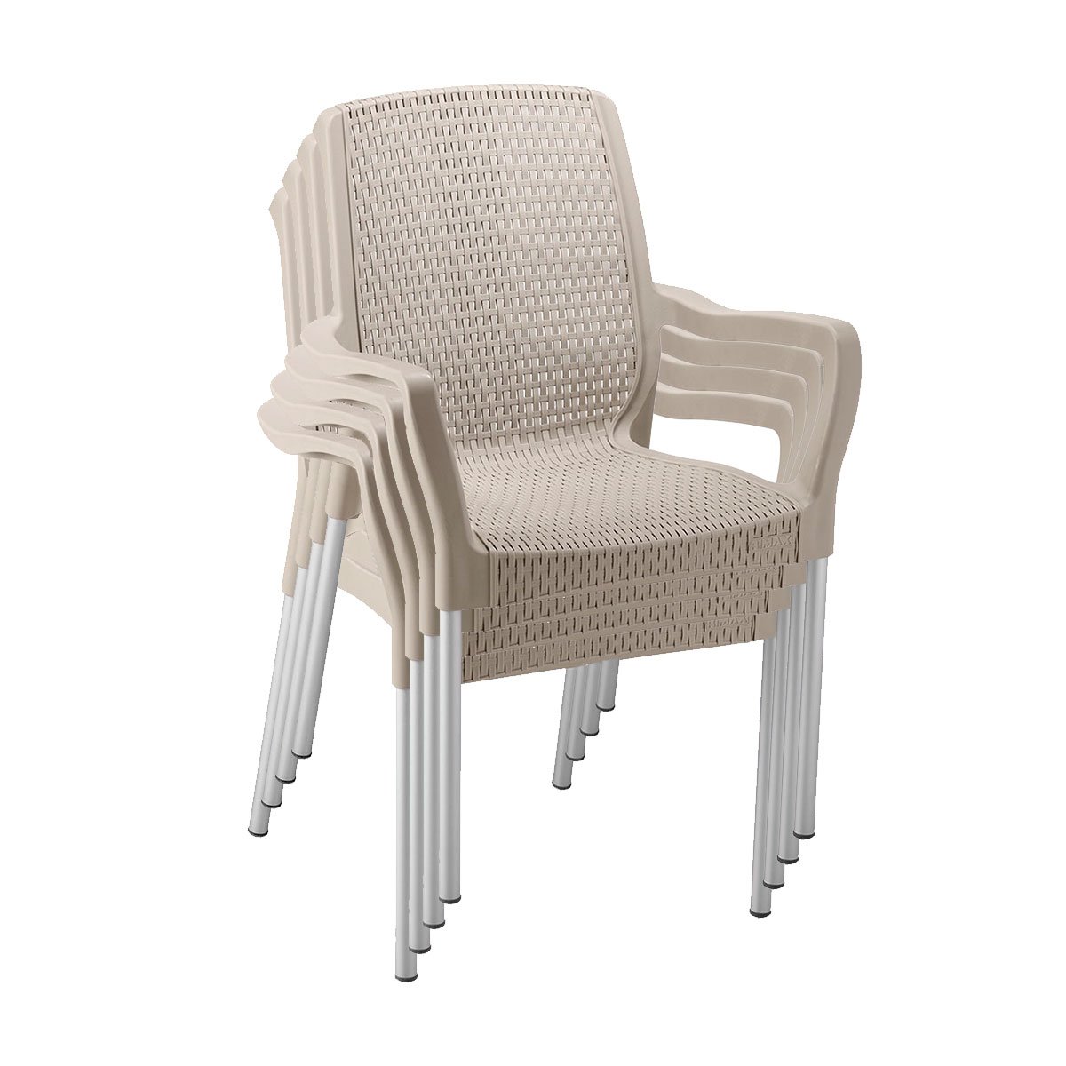 Conjunto Mesa e 04 Cadeiras Plástica com Braços Shia Rimax - Bege - 9