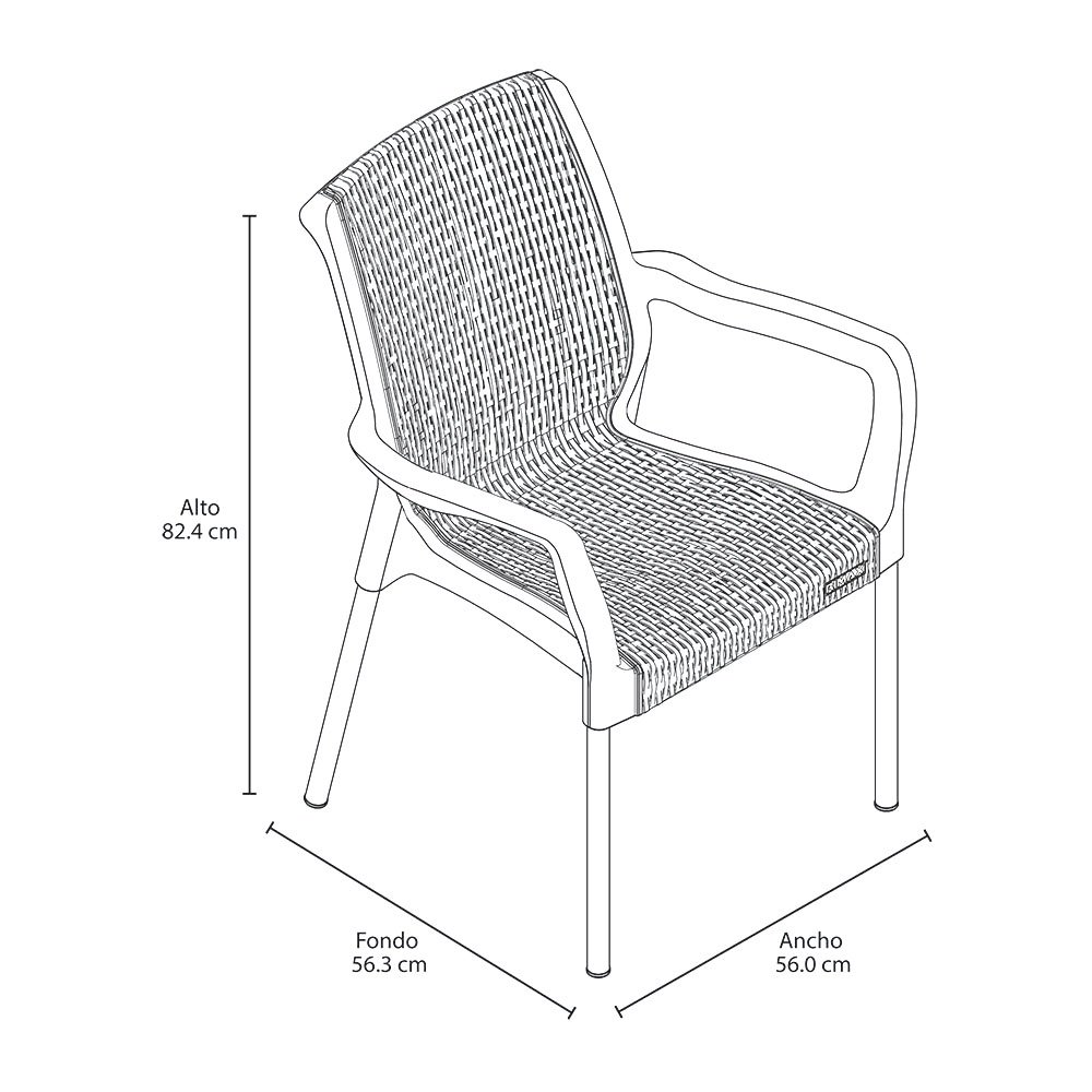 Conjunto Mesa e 04 Cadeiras Plástica com Braços Shia Rimax - Bege - 11