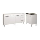 Ver imagem 1 de Cozinha Balcão Armário Gabinete de Pia 150 Cm Deise e Balcão Fran para Fogão Cooktop 5 Bocas