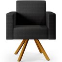 Ver imagem 6 de Kit 02 Poltronas Decorativa Base Giratória de Madeira Helô L02 Facto Preto Metalizado - Lyam