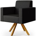 Ver imagem 3 de Kit 02 Poltronas Decorativa Base Giratória de Madeira Helô L02 Facto Preto Metalizado - Lyam