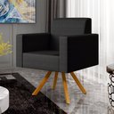 Ver imagem 2 de Kit 02 Poltronas Decorativa Base Giratória de Madeira Helô L02 Facto Preto Metalizado - Lyam