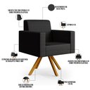 Ver imagem 4 de Kit 02 Poltronas Decorativa Base Giratória de Madeira Helô L02 Facto Preto Metalizado - Lyam