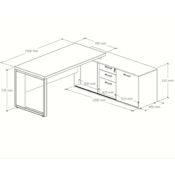 Mesa Diretor em L Start 1,80 X 1,60 C/ Armário - Nogal/preto - 6