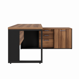 Mesa Diretor em L Start 1,80 X 1,60 C/ Armário - Nogal/preto - 3