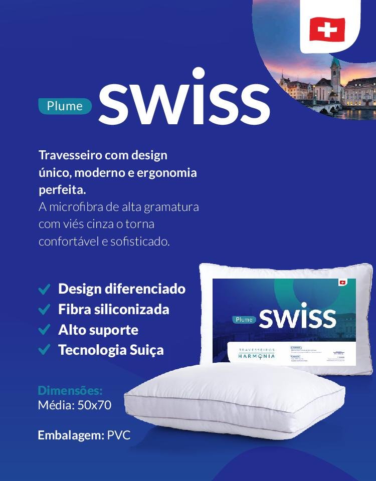 Travesseiro Moderno - Plume Swiss - 50x70 - Pvc - 4