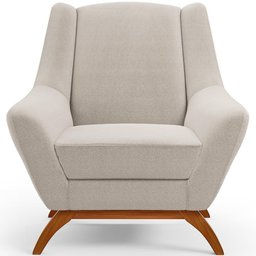 Kit 02 Poltronas Decorativa Fixa Base de Madeira Castanho Juliet D02 Bouclê Creme B-54 - Lyam Decor - 5
