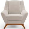 Kit 02 Poltronas Decorativa Fixa Base de Madeira Castanho Juliet D02 Bouclê Creme B-54 - Lyam Decor - 5