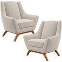 Ver imagem 1 de Kit 02 Poltronas Decorativa Fixa Base de Madeira Castanho Juliet D02 Bouclê Creme B-54 - Lyam Decor