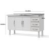 GABINETE ARMARIO DE COZINHA AÇO P/PIA 1.50 DESM. 3 GAVETAS ELLOS BRANCO- MARROART - 2