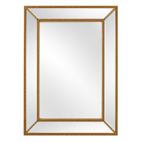 Espelho Decorativo Retângular com Bisotê e Borda Dourada 70x50x7cm