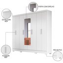 Ver imagem 3 de Guarda Roupa Casal com Espelho 8 Portas 236cm Ágata M07 Branco - Mpozenato