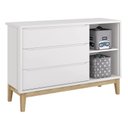Ver imagem 5 de Jogo de Quarto Classic Guarda Roupa 2 Portas e Cômoda Branco Fosco com Pés Madeira Natural - Reller 