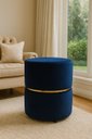 Ver imagem 1 de Puff Cinta no Meio Decorativa Azul Veludo