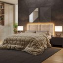 Ver imagem 1 de Cabeceira Estofada Cama Casal Queen Size Led Splend 160 Cm Buclé Bege