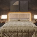 Ver imagem 5 de Cabeceira Estofada Cama Casal Queen Size Led Splend 160 Cm Buclé Bege
