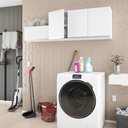 Ver imagem 2 de Kit Área de Serviço e Lavanderia com 02 Armários Aéreo 120cm e 80cm 100% Mdf Branco - Desk Design Lu