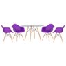 KIT - Mesa Eames com tampo de vidro 120 cm + 4 cadeiras Eiffel DAW Roxo - 1
