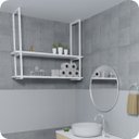 Ver imagem 1 de Nicho Branco Prateleira Suspensa Teto Banheiro Branca 1.20mt