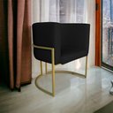 Ver imagem 2 de Kit 3 Poltronas Decorativa Luana Base Gold Pu Preto - Montanaris Decor Md Montanaris Decor