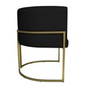 Ver imagem 4 de Kit 3 Poltronas Decorativa Luana Base Gold Pu Preto - Montanaris Decor Md Montanaris Decor