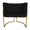 Ver imagem 3 de Kit 3 Poltronas Decorativa Luana Base Gold Pu Preto - Montanaris Decor Md Montanaris Decor