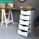 Ver imagem 7 de Mesa Escrivaninha 5 Gavetas 2 Prateleiras 136 cm Nogal Branco Artany