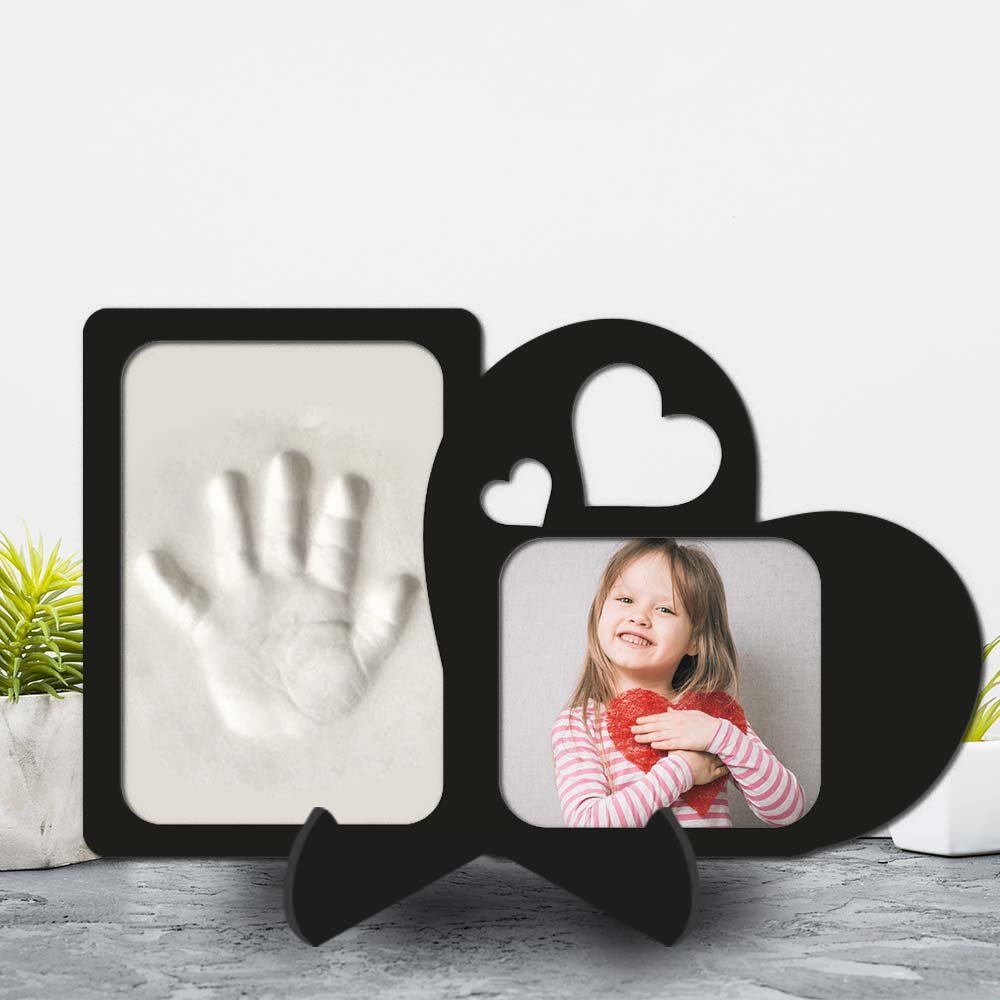 Porta Retrato com o Molde da Mão da Criança em MDF - Registro Eterno da Mão da Criança