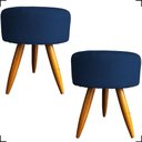 Ver imagem 1 de Kit 2 Puff Decorativo Redondo para Sala Quarto Penteadeira Pé Palito Castanho Suede Cores