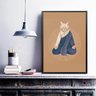 Quadro Decorativo Gato Praticando Yoga 24x18cm - com Vidro:madeira Branca - 1
