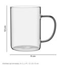Ver imagem 3 de Caneca de Borossilicato 450ml Transparente 12x8x8cm Café Chá Leite Chocolate