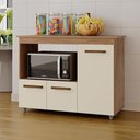 Ver imagem 3 de Balcão Cozinha para Forno Micro-ondas Multiuso Liz 03 Portas Savana Off White - Desk Design