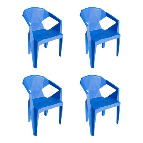 Kit 4 Cadeira New Alegra 3D Azul