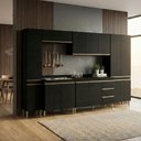 Ver imagem 1 de Armário de Cozinha Completa Modulada 320cm 6 Peças Milão Menu Móveis Preto