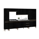 Ver imagem 2 de Armário de Cozinha Completa Modulada 320cm 6 Peças Milão Menu Móveis Preto