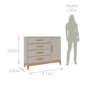 Ver imagem 3 de Cômoda Infantil 4 Gavetas 1 Porta Fraldário 100% MDF com Pés em Madeira Hellen Bege/Off White/Betula