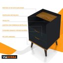 Ver imagem 3 de Kit com 2 Mesas de Cabeceira Retrô com 2 Gavetas 1 Nicho e Pés Palito Decor - Vianossa