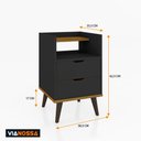 Ver imagem 2 de Kit com 2 Mesas de Cabeceira Retrô com 2 Gavetas 1 Nicho e Pés Palito Decor - Vianossa