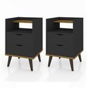 Ver imagem 1 de Kit com 2 Mesas de Cabeceira Retrô com 2 Gavetas 1 Nicho e Pés Palito Decor - Vianossa