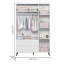 Ver imagem 4 de Guarda Roupa Infantil Lunna Retrô 3 Portas e 2 Gavetas Branco - Peternella Móveis