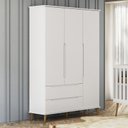 Ver imagem 2 de Guarda Roupa Infantil Lunna Retrô 3 Portas e 2 Gavetas Branco - Peternella Móveis