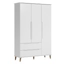 Ver imagem 1 de Guarda Roupa Infantil Lunna Retrô 3 Portas e 2 Gavetas Branco - Peternella Móveis